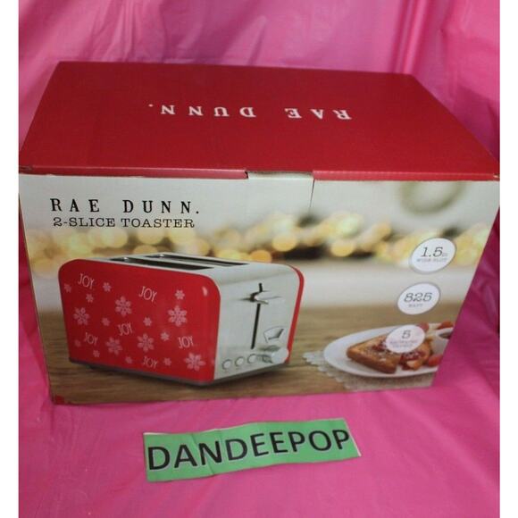 Rae Dunn Enchante 2 Slice Joy Toaster RDHLTS1 Holiday Red In box - Picture 3 of 5